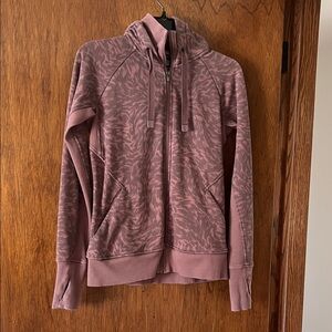 Athleta Mauve Patterned Zip-Up Hoodie